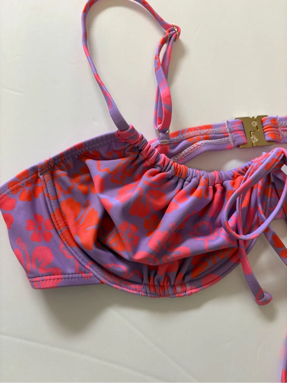Kulani Kinis Pink & Purple Floral Bikini Top 2XL - Picture 2 of 7
